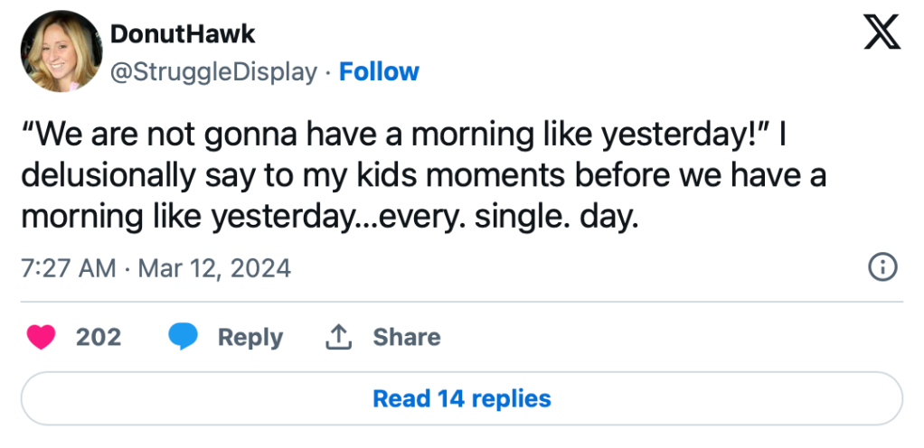 Most relatable parenting tweet
